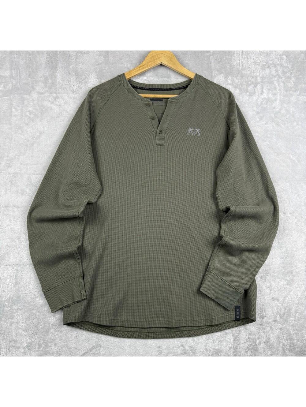 KUIU Waffle Knit Henley Thermal Shirt Olive Green Hunting Men XL Hunting Outdoor